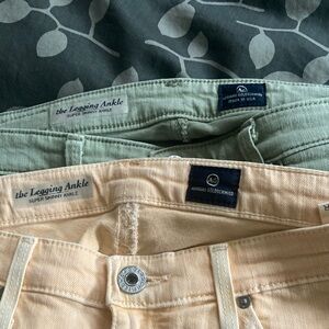 AG Adriano Goldschmied Women's Jeans - Mint Green and Beige